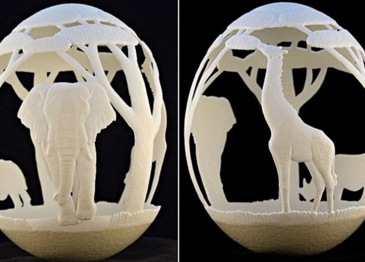 Скульптура из страусиных яиц