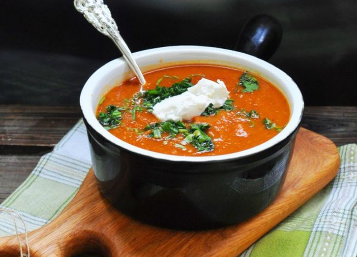 Биск из грилованных овощей