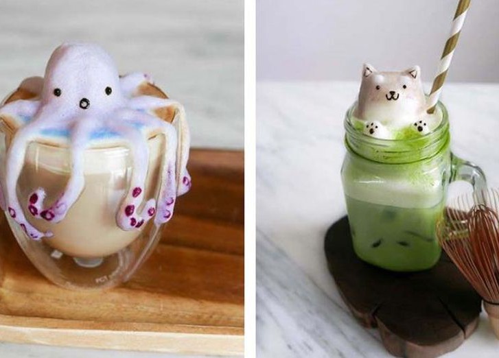 3D композиции в чашках с латте