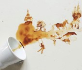 Картина, нарисованная кофе
