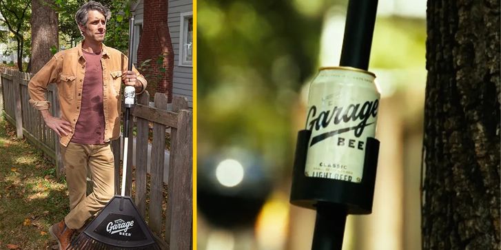 грабли с держателем для пива